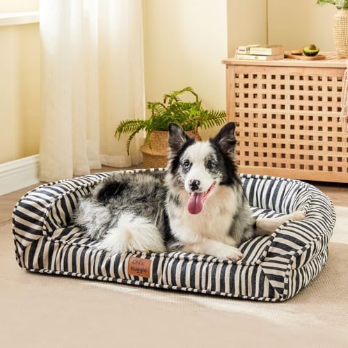 Paw-fect Comfort: The Ultimate Waterproof Striped Dog Sofa for Your Furry Friend!